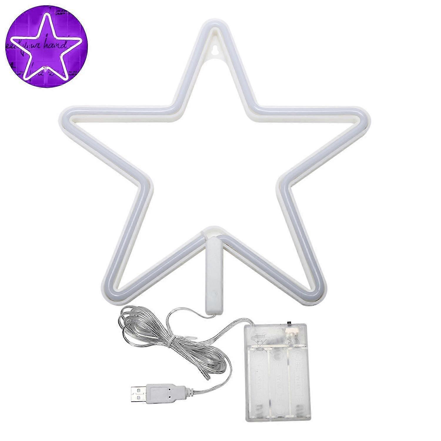 Neon Lamp Romantic USB/Battery Powered Wall Decoration Creative Star Shape LED Light for Party