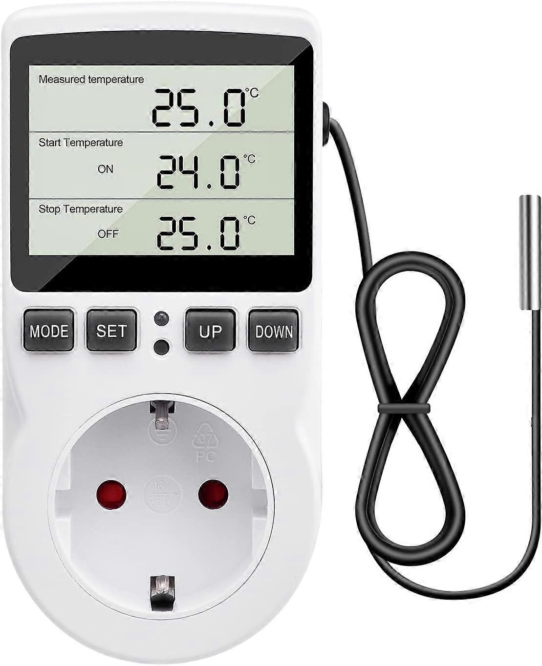 230 V Temperaturregelung mit Sensor, digitale Thermostatsteckdose mit LCD-Display