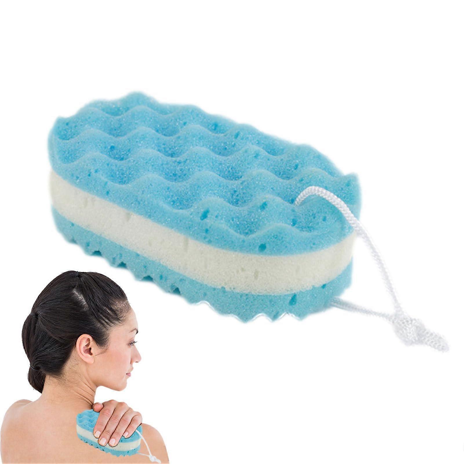 Soft Bathing Towel Multifunctional Body Sponge And Bath Sponge Blue Wave Texture Design