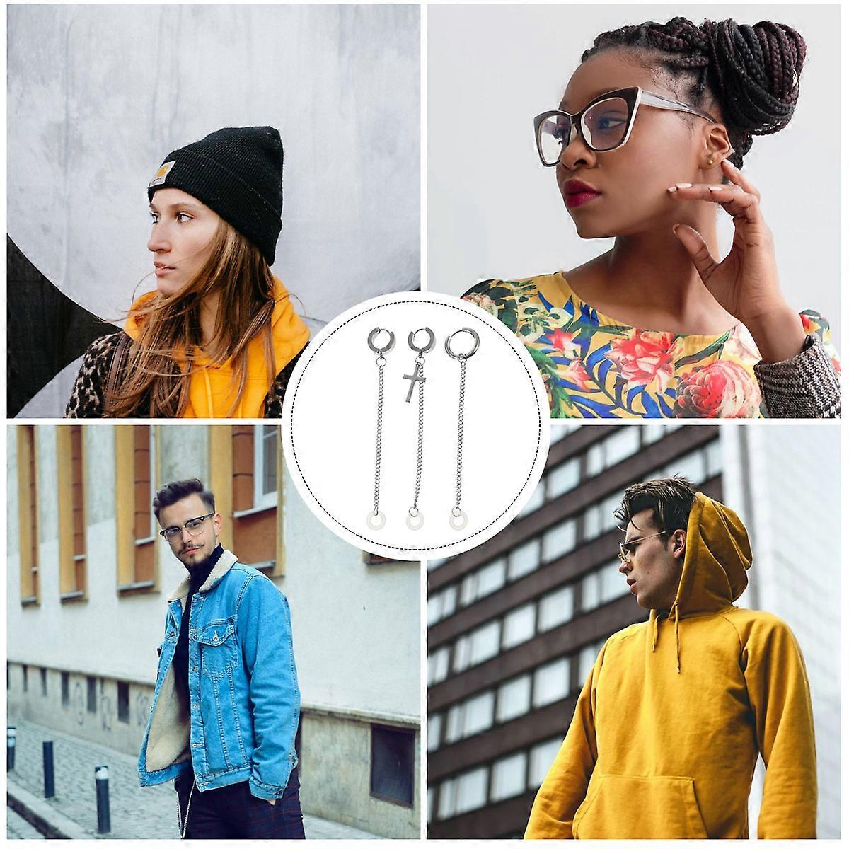 Earphone Earring Anti-Lost Wireless Holder Strap 3Pcs Silver