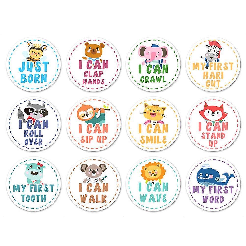 Baby Milestone Sticker One Set for Baby Photo Props Assorted Color Reusable Paste 24Pcs