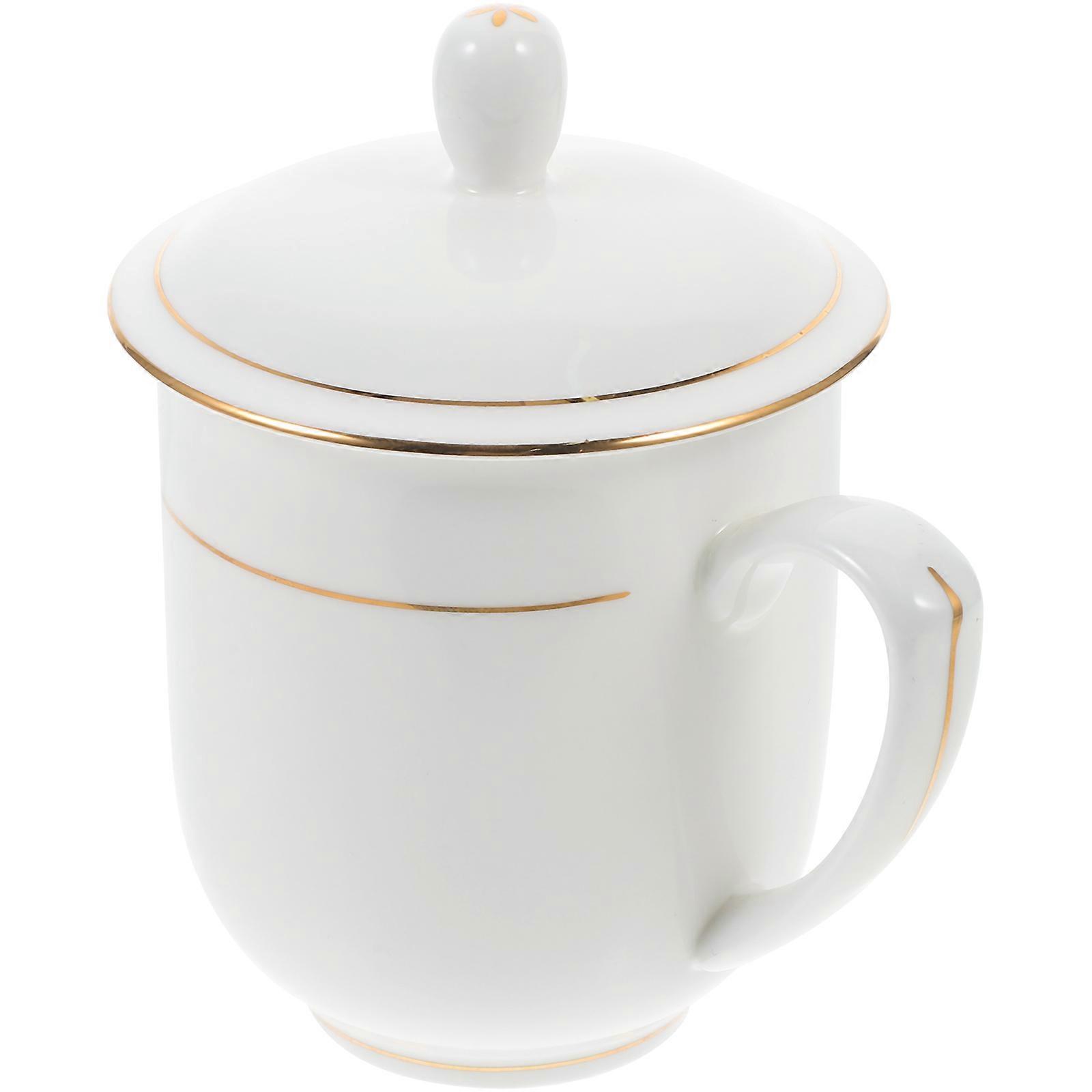 White Ceramic Coffee Mug Multi-Function Milk Cup for Office Use 5Pcs