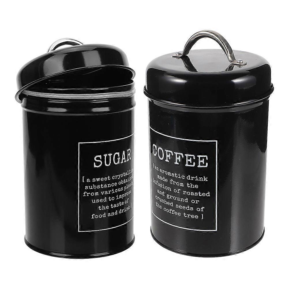 Metal Coffee Canister Black for Storage 4Pcs Reusable Sugar Jar Set