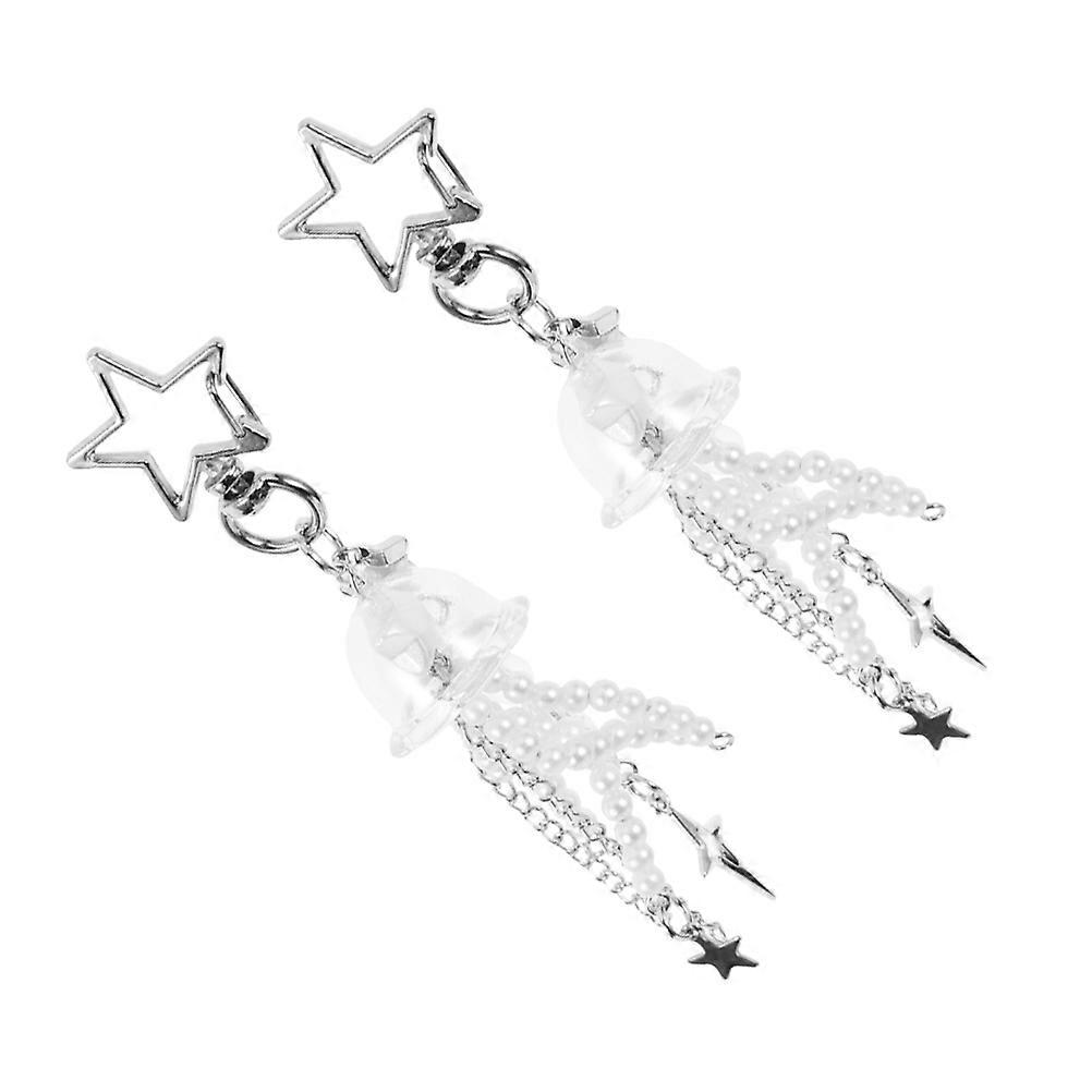 Decorative Jellyfish Keychains Pendant for Car Keys 8Pcs Silver