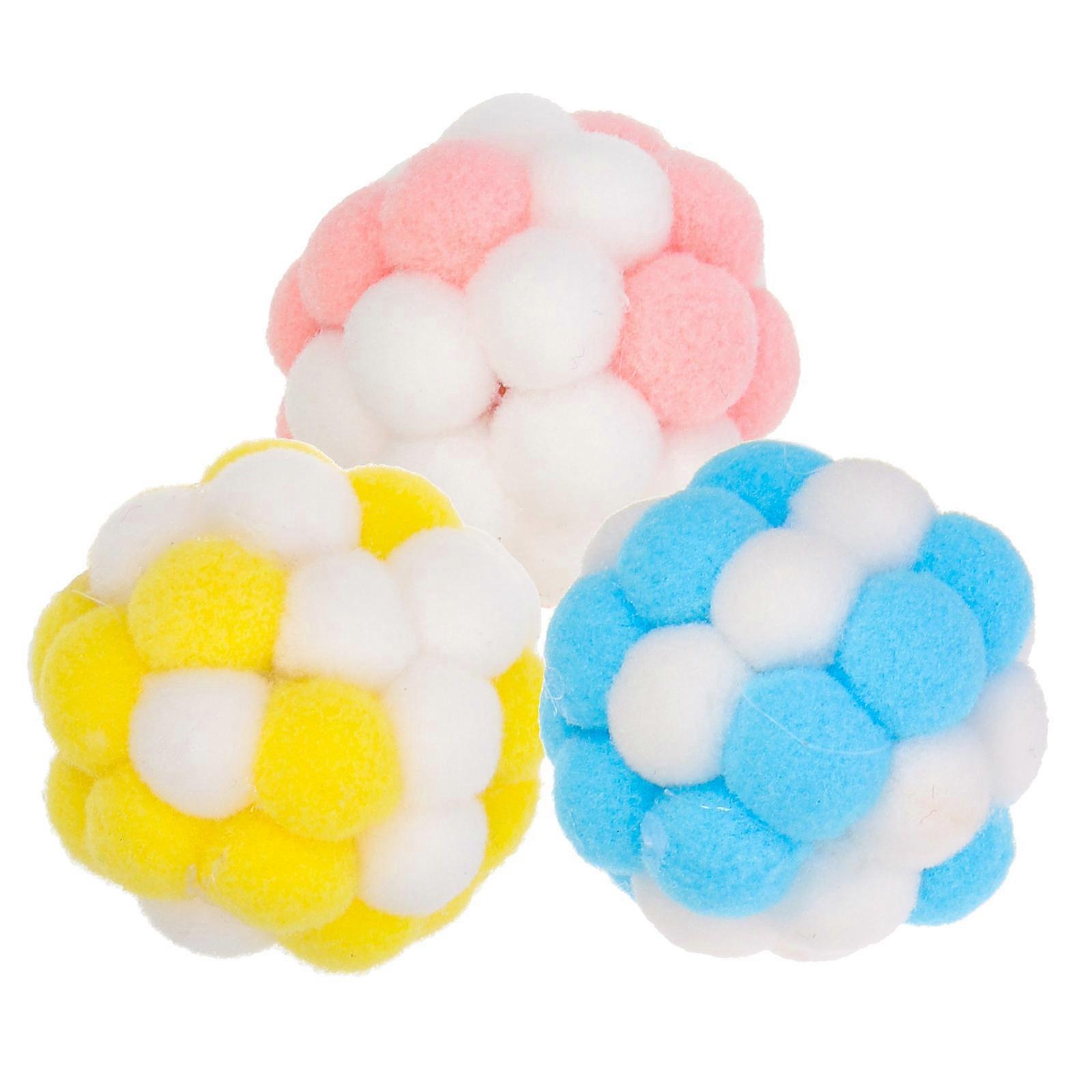 Cat Chewing Balls 15 Pcs Plush Toy For Pet Cats Indoor Play Scratching Prevention With Bell