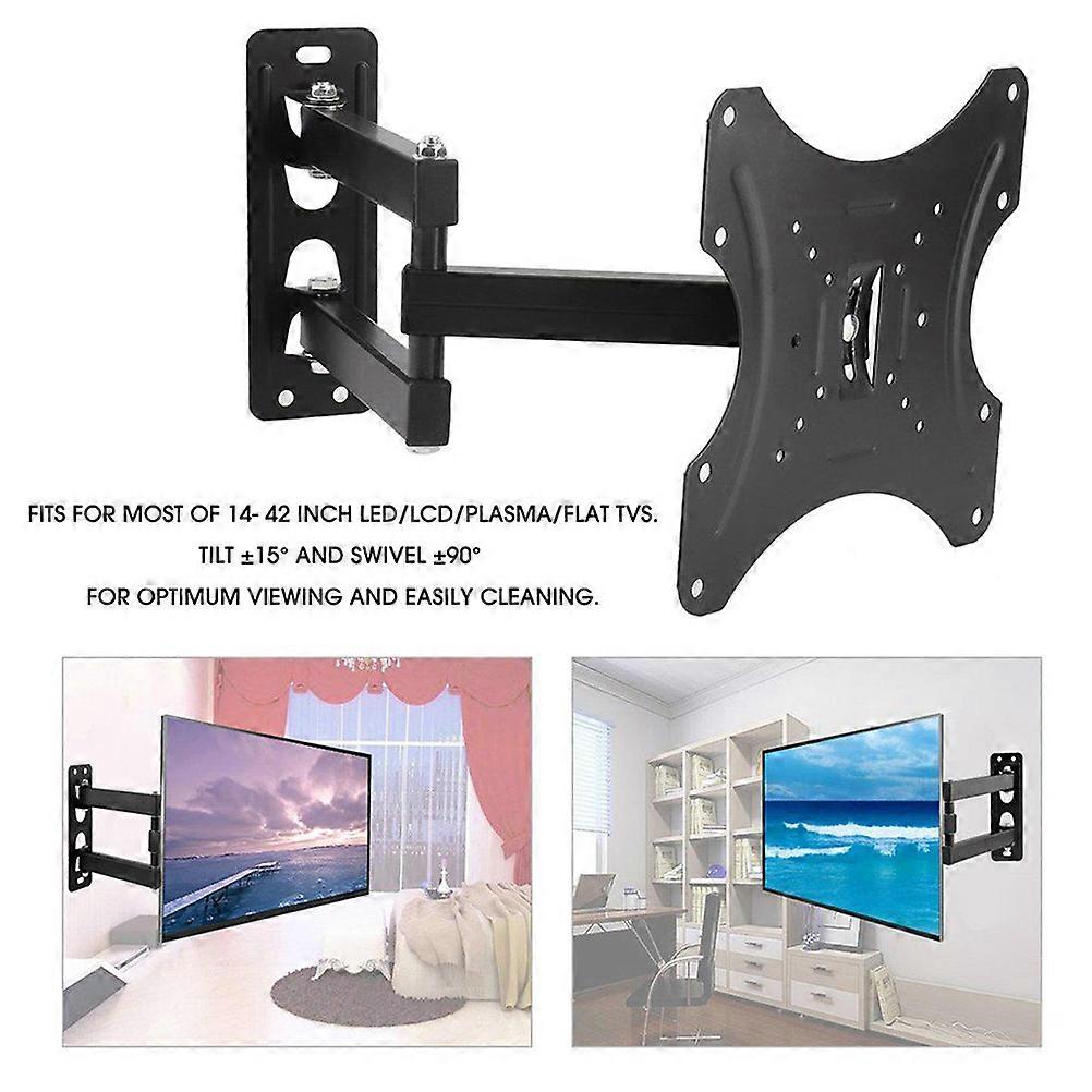 Wall Mount Bracket For Flat Panel Tv Degree Extend Articulate Tilt Collapse 14-42 Inch Black 1Set