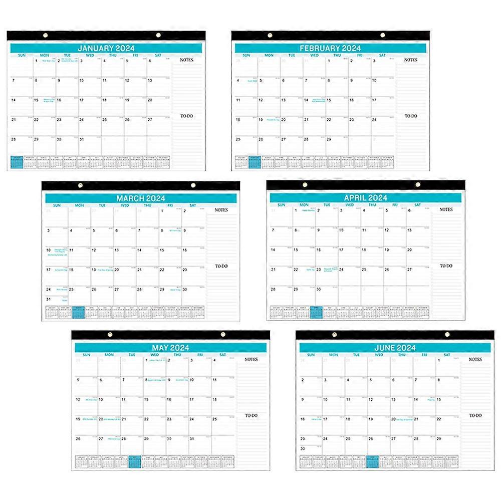 Blue 4Pcs Office Calendar Rectangular Design Schedule Planning Daily Use Classroom 43X30.5CM