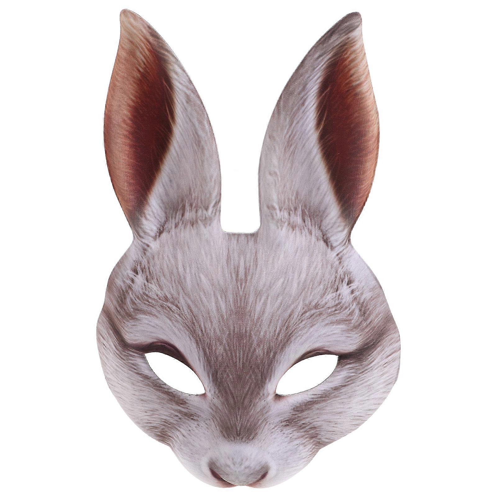 Easter Mask Half-Face Rabbit Mask for Party Use 3Pcs White Eva Material