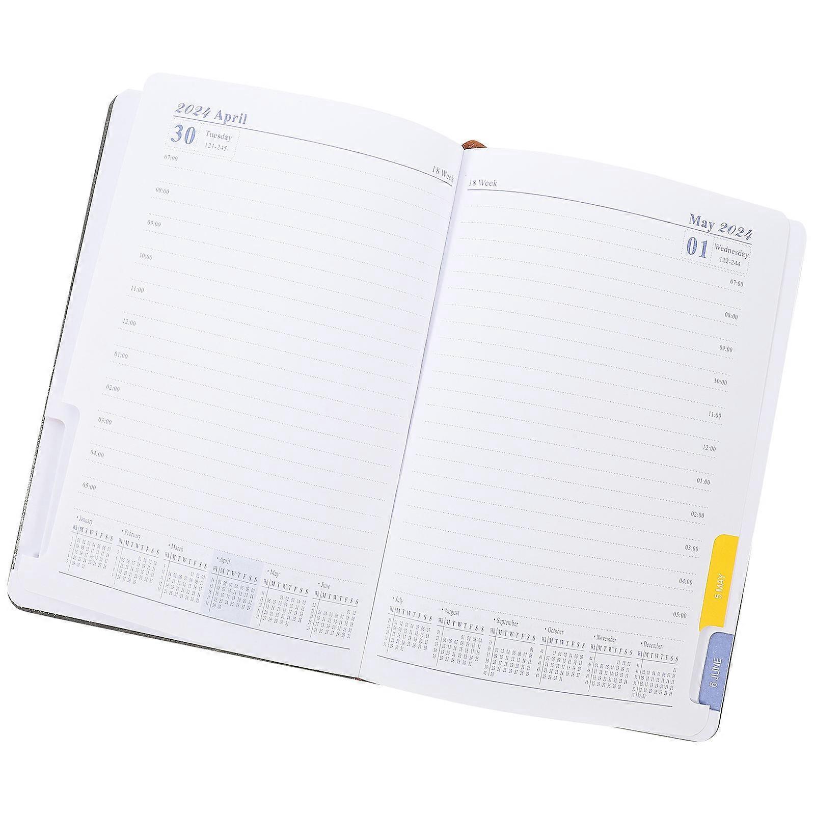 Daily Planner Notebook 3Pcs for 2024 English Office Schedule to Do Planner