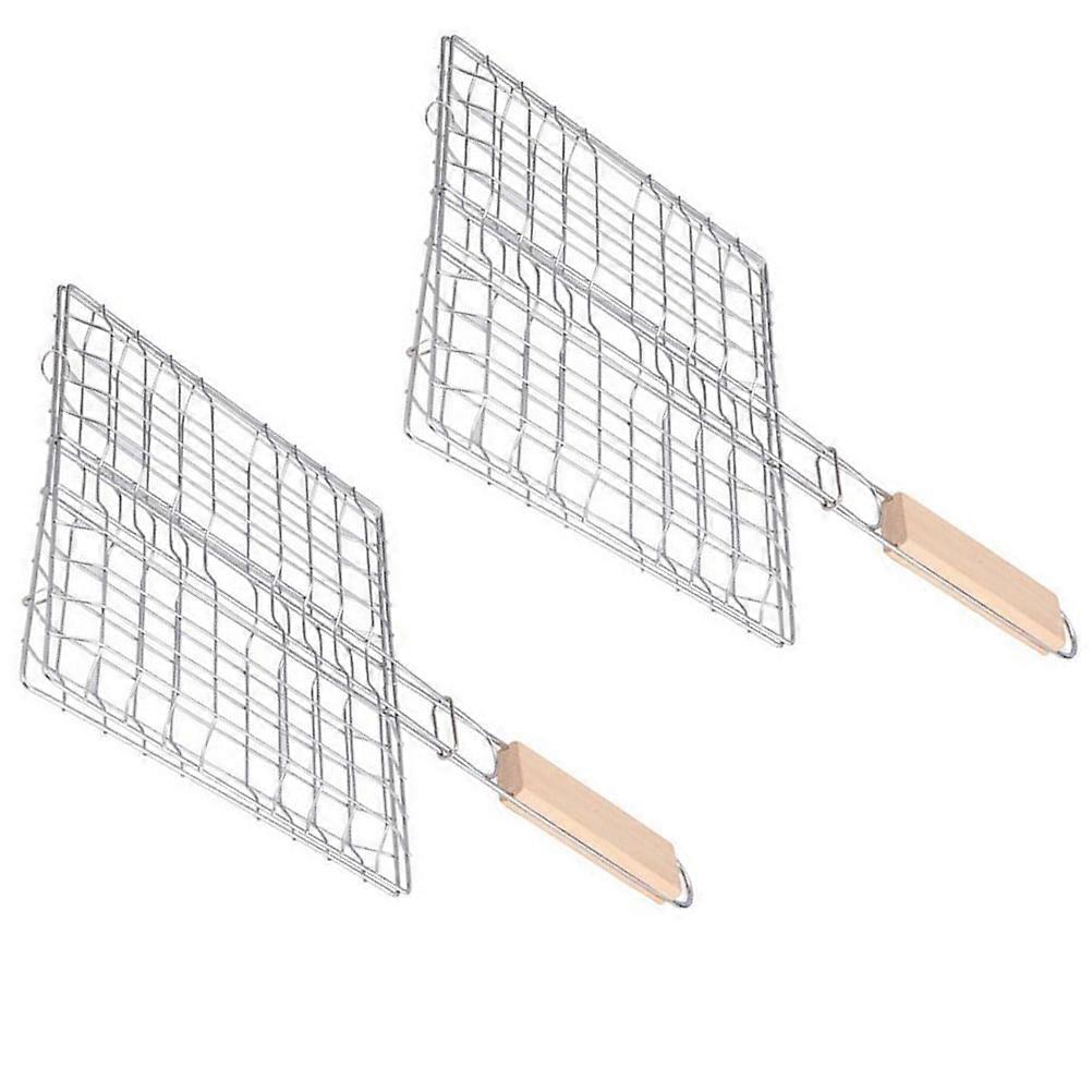 Barbecue Grill Rack Practical Square Foldable Even Grilling For Picnic 2Pcs