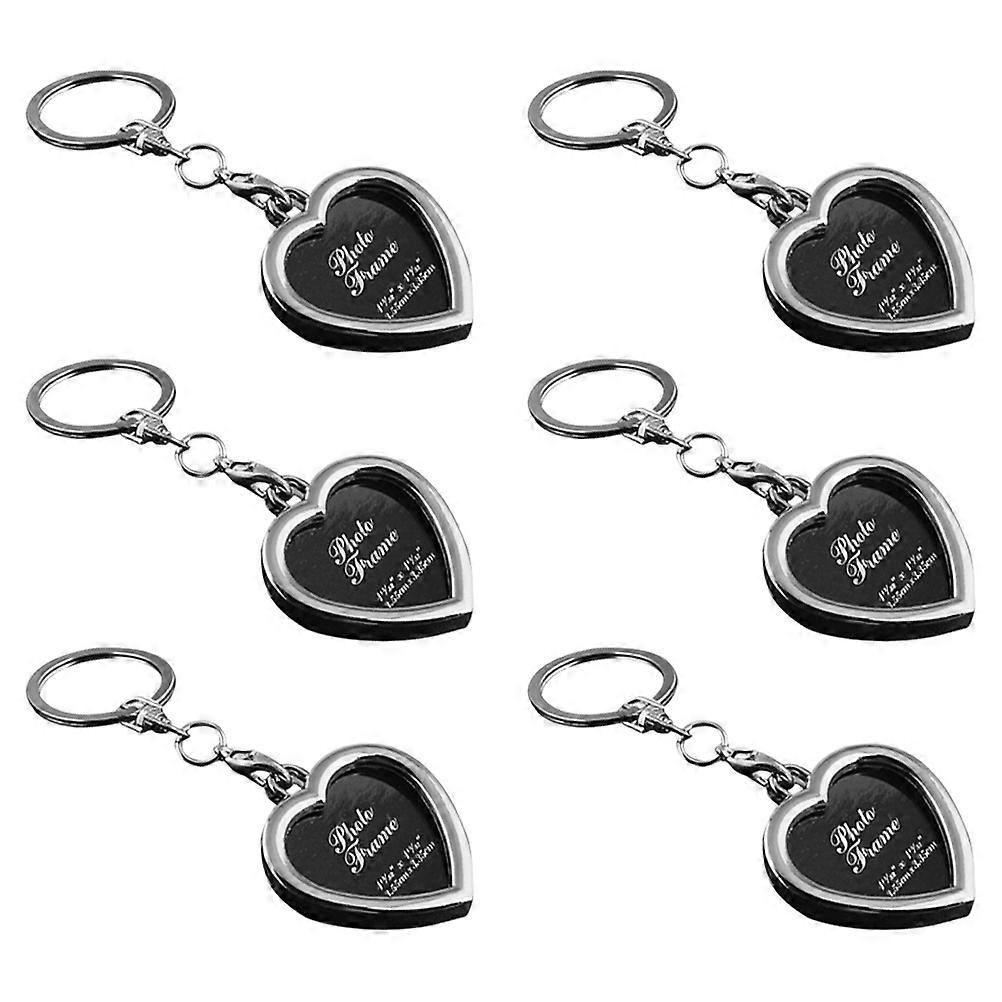 Photo Frame Keychain Metal Key Rings for Keys 18Pcs Silver Heart Pack