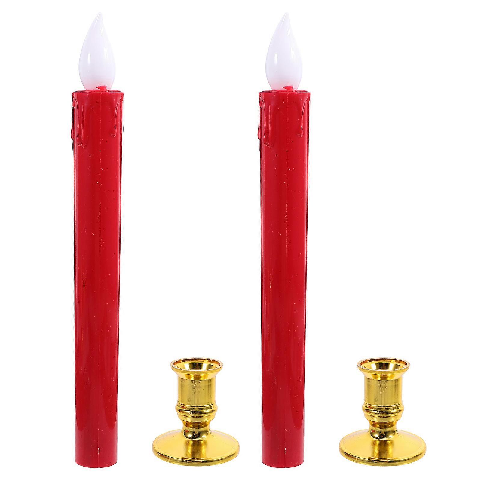Flameless Candle Lights 4Pcs Decorative LED Candles For Home Decor And Party Celebrations Red Color Battery Operated With Flickering Effect