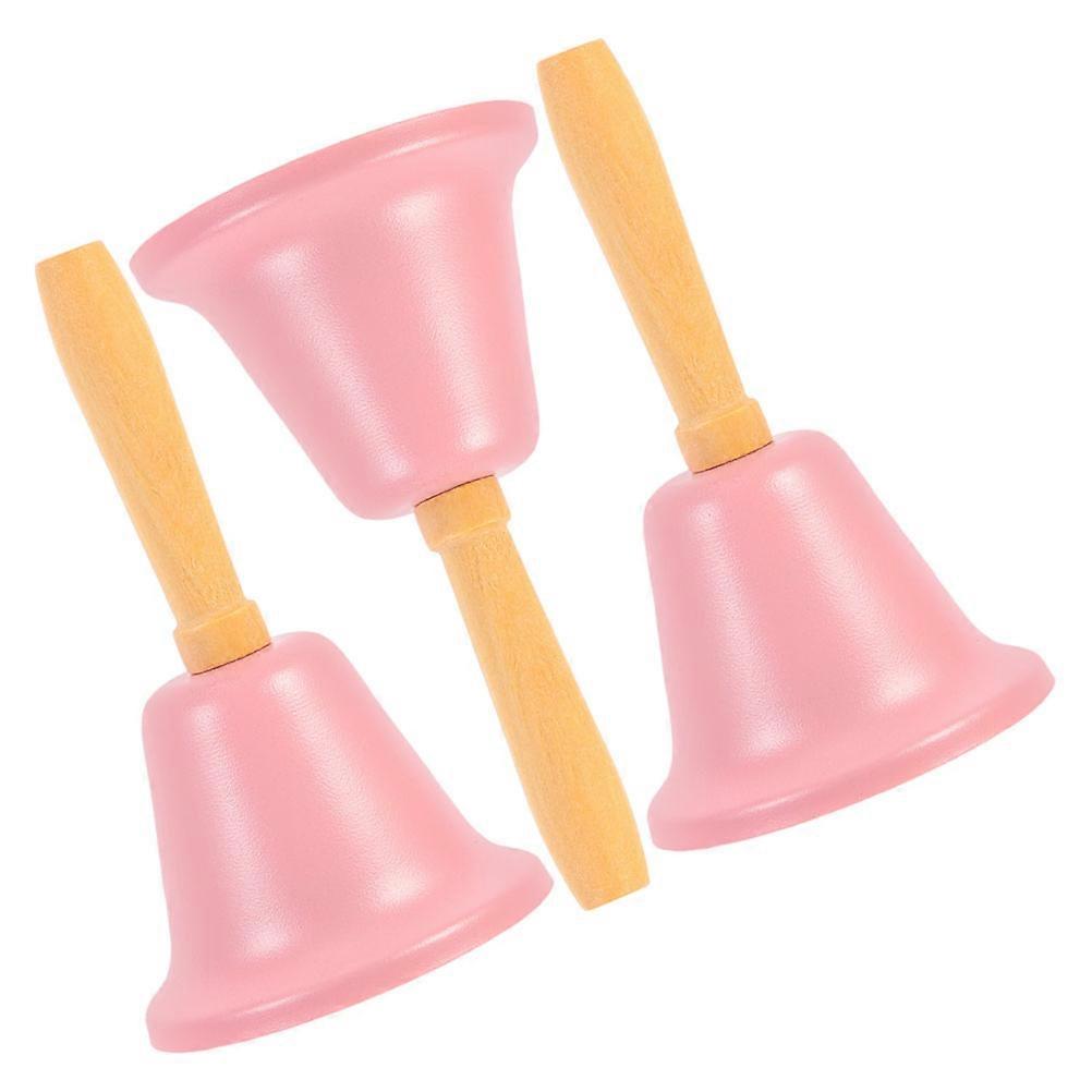 Loud Sound Hand Bell For Inside Classroom Hotel Use Pink 3Pcs