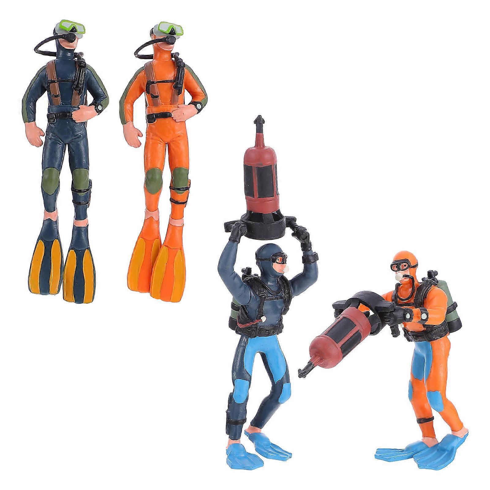 Diver Decorations PVC Simulation Diver Figure Ornaments for 8Pcs Set