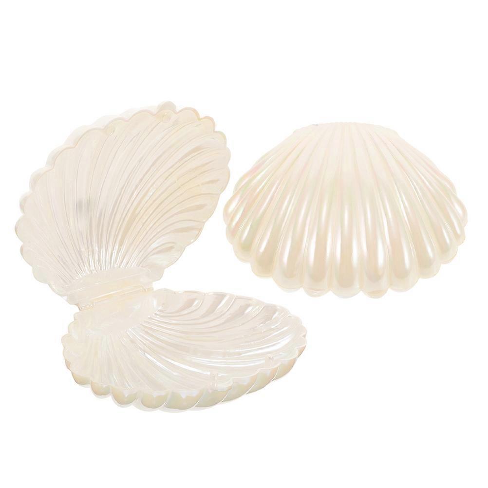 Seashell Jewelry Tray for Organizer 2Pcs White Plastic Trinket Boxes