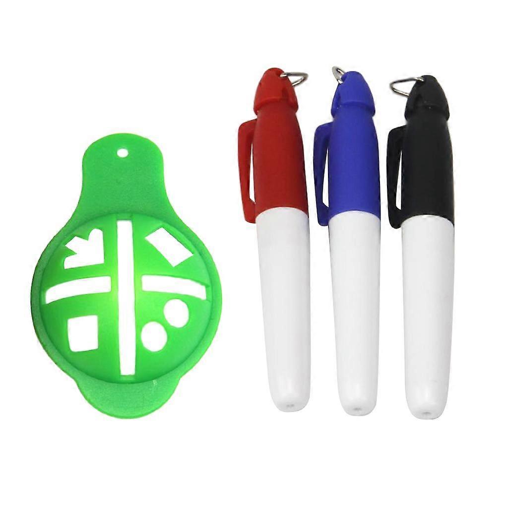 Golf Ball Liner Marker Line Drawing Alignment Tool with 3 Markers Green
