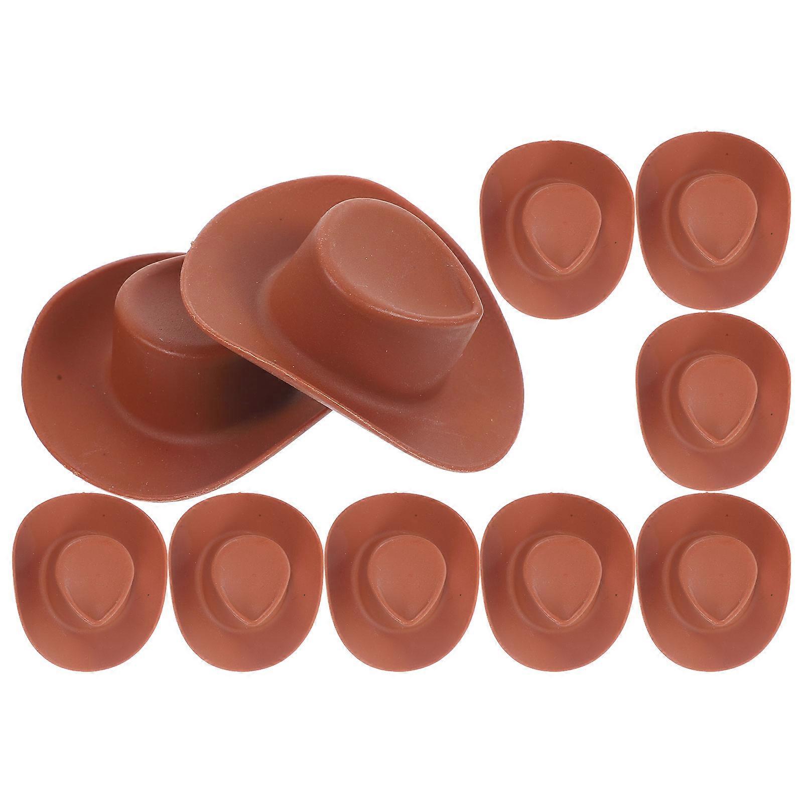 Tiny Hat Plastic Mini Western Cowboy Hats for Decoration 10Pcs