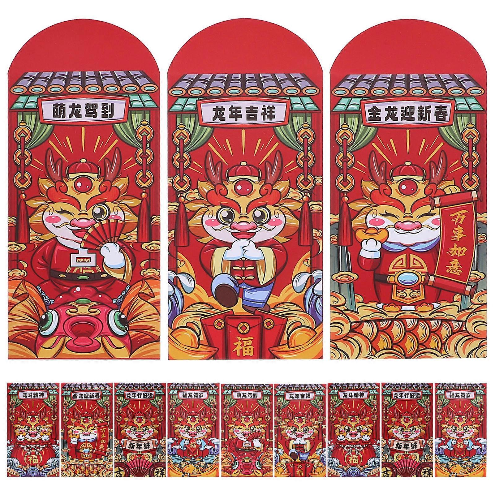 Paper Red Envelopes 18Pcs Storage Holder For Family Members Perfect For Celebrations With A Rectangular Shape And Multi Color