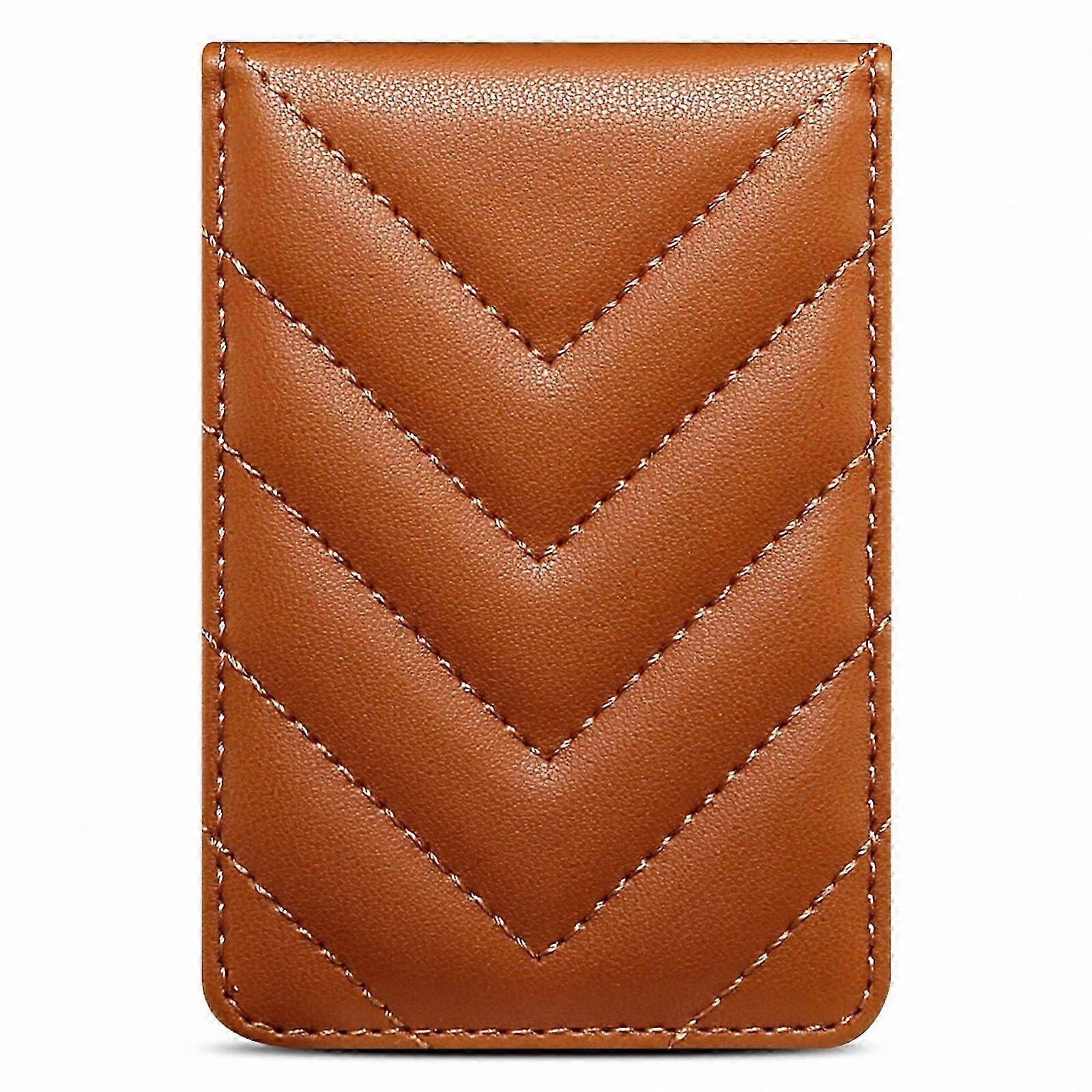 Leather Card Pouch with Adhesive Backing for Phones, Stand Feature Included