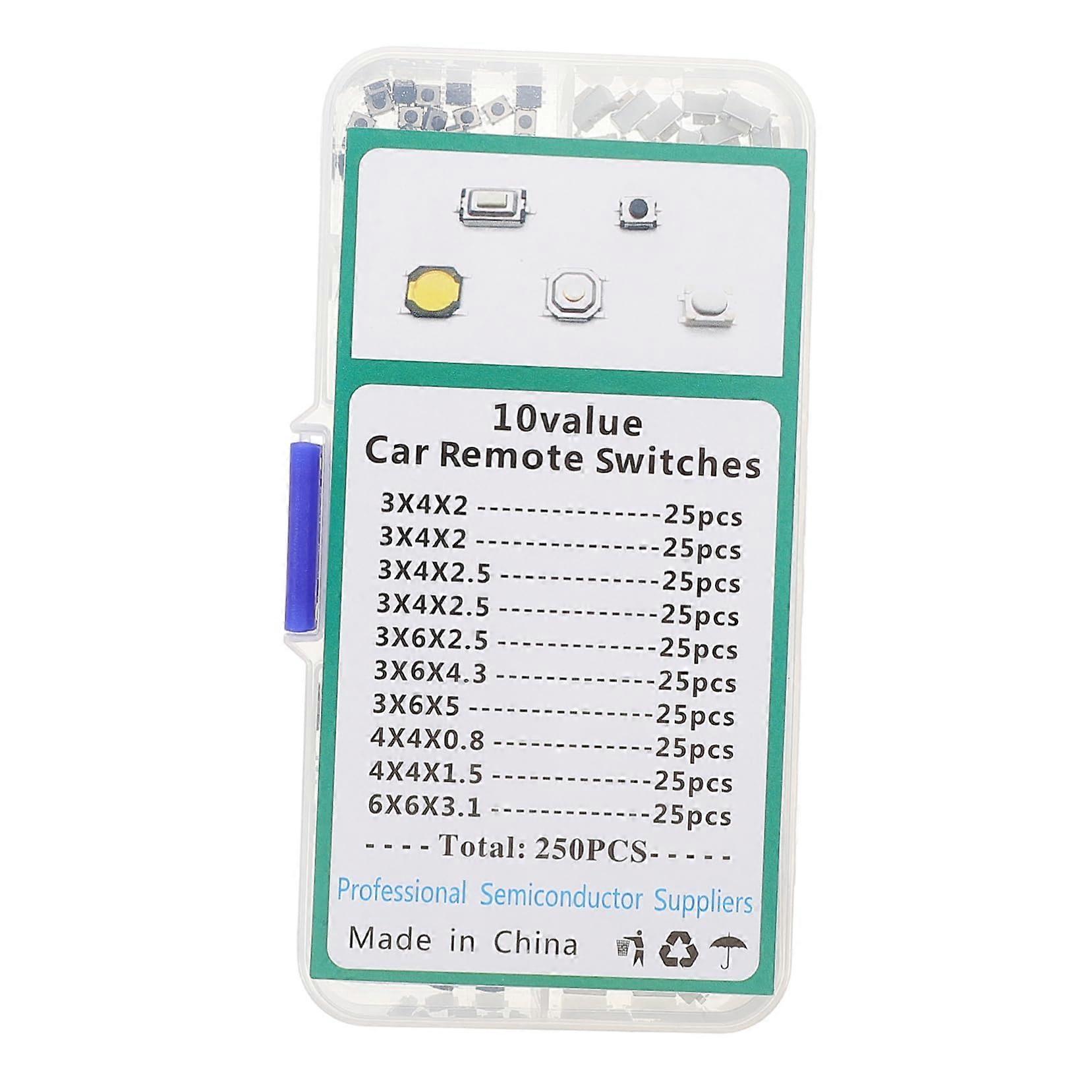 250pcs Micro Momentary Push Button Switch Kit for Automotive Tactile Control, 12mm Size, Versatile Compatibility