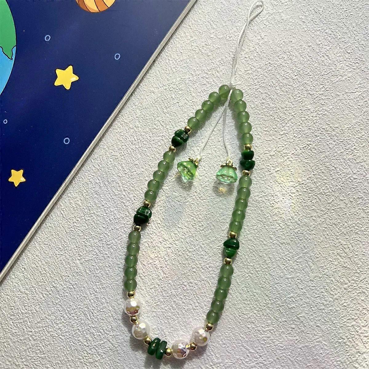 New Chinese Style Two Generations Joyful Art Pendant Anti Drop And Anti loss Wrist Rope Imitation Jade Beaded Mobile Phone Chain