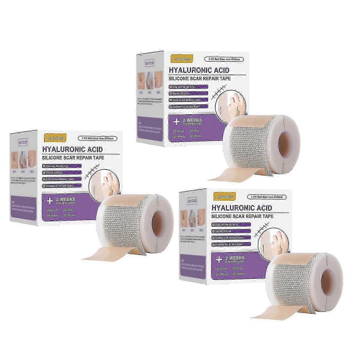 شريط سيليكون لعلاج الندبات بحمض الهيالورونيك، مناسب للعمليات الجراحية، والولادة القيصرية، والجُدرات، والحروق، وشريط سيليكون لعلاج الندبات - 4 سم × 1.5 متر