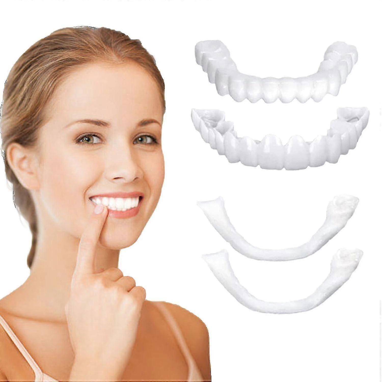 Upper And Lower Teeth Artificial Braces Cosmetic Dentures(2pcs) (dp)