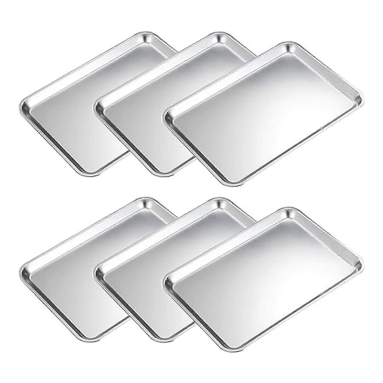 6 Baking Baking Cookie Trays, Flat Bottom Tray Set, Grill Tray, Deep Cooking Tray, Suitable for Bread Machine and Oven