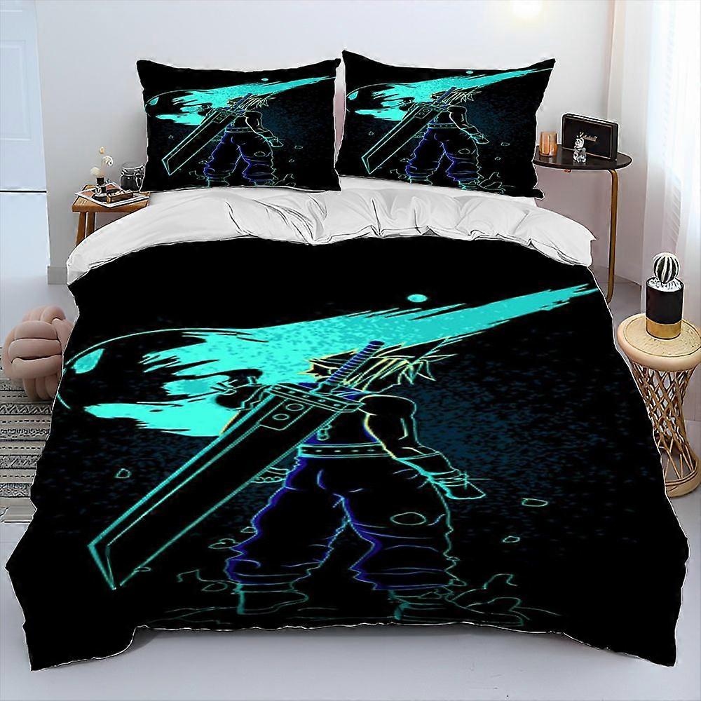 Final Fantasy Series Games Cartoon Comforter Bedding Set,Duvet Cover Bed Set Quilt Cover Pillowcase,king Queen Size Bedding Set