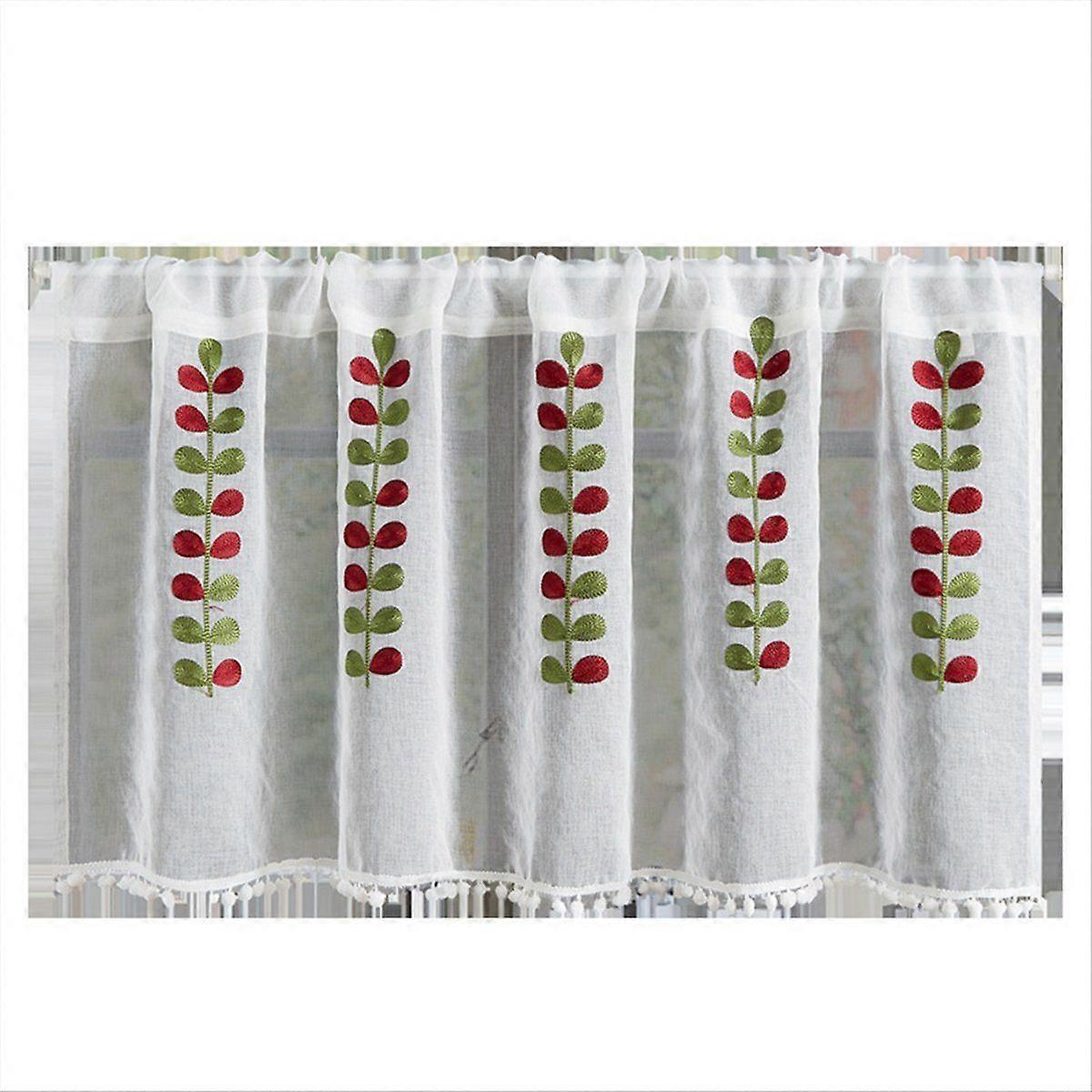 Embroidered Semi-transparent Curtains Kitchen Half Window Sheer A