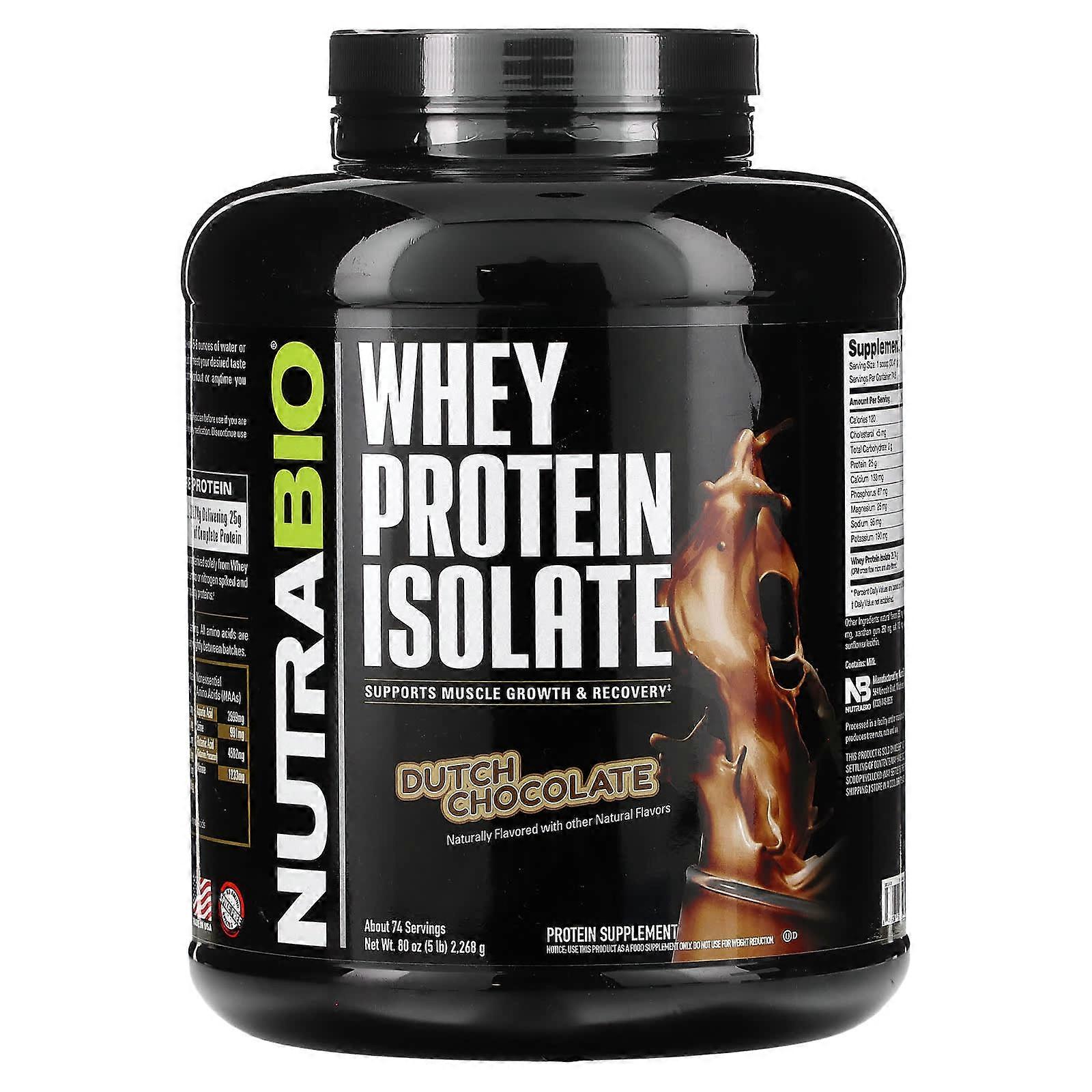 Whey Protein Isolate, Dutch Chocolate, 5 lb (2,268 g)
