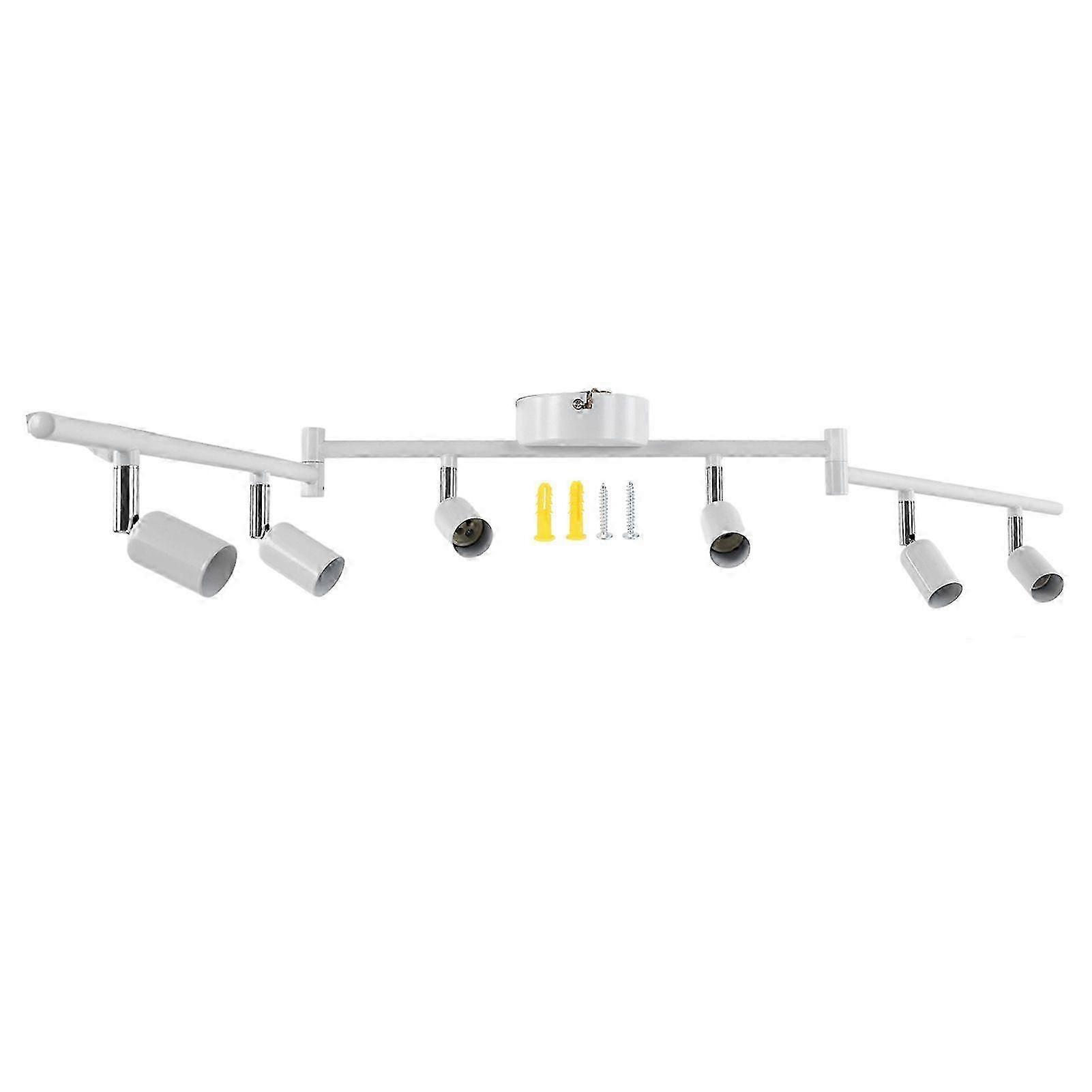 Track Lighting Kit Rotatable Lamp Head 6 Way Ceiling Spotlight GU10 Base Socket 85265VWhite