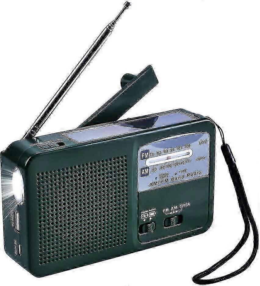2025 Hand Crank Dynamo Radio Solar Radio Multifunction Emergency Radio with LED Light Siren Battery Porta