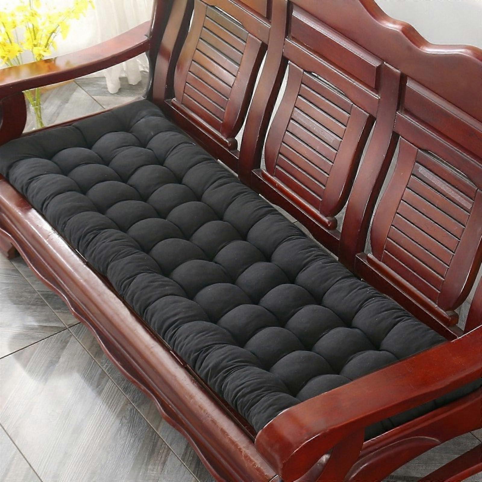 Sunlounger Cushion 180x45 CM Black Padded AntiSlip With Secure Ties For Patio Pool Office Recliner