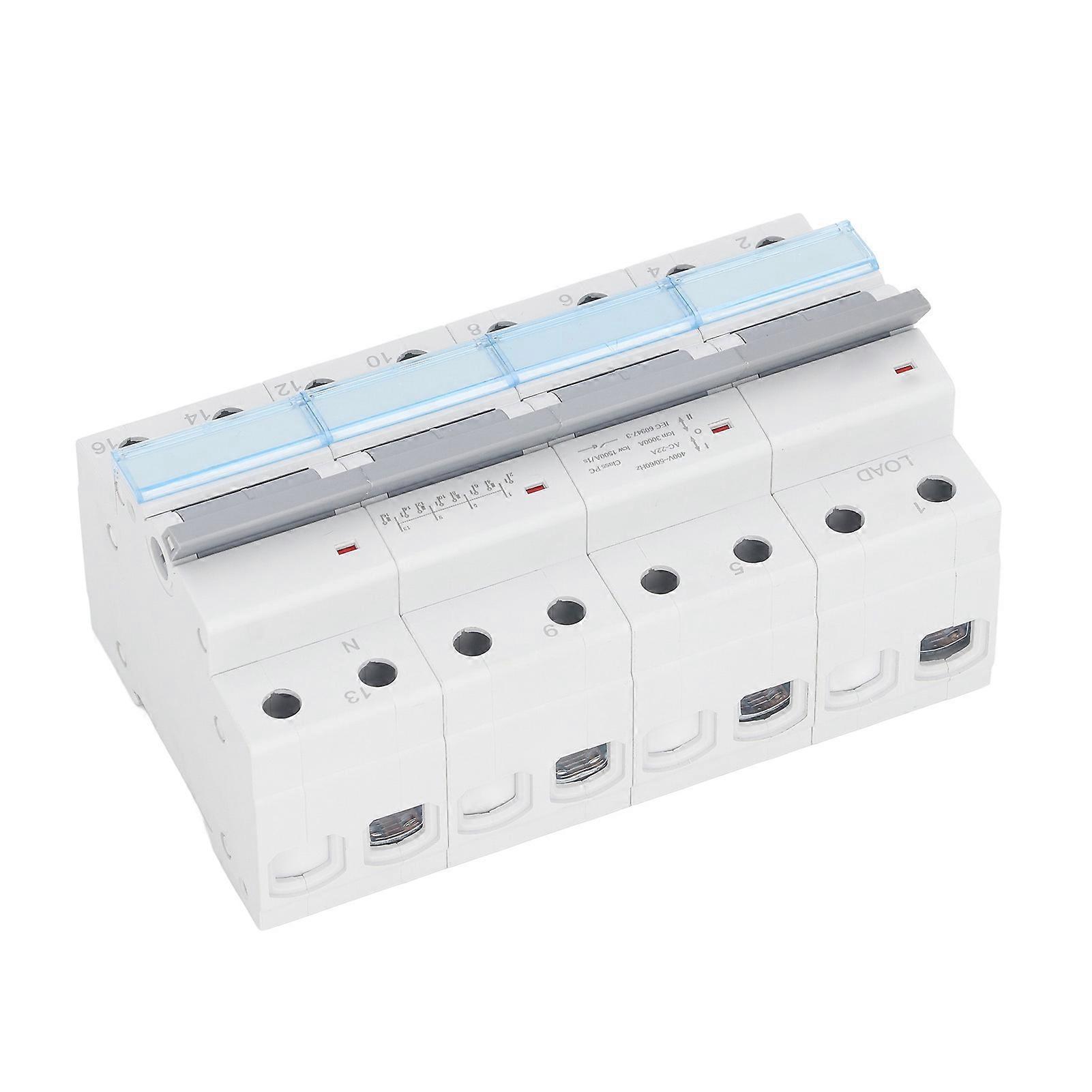 400VAC Dual Power Manual Transfer Switch DIN Rail Mount Single Side Interlock Circuit Breaker 4P MTS 125A 