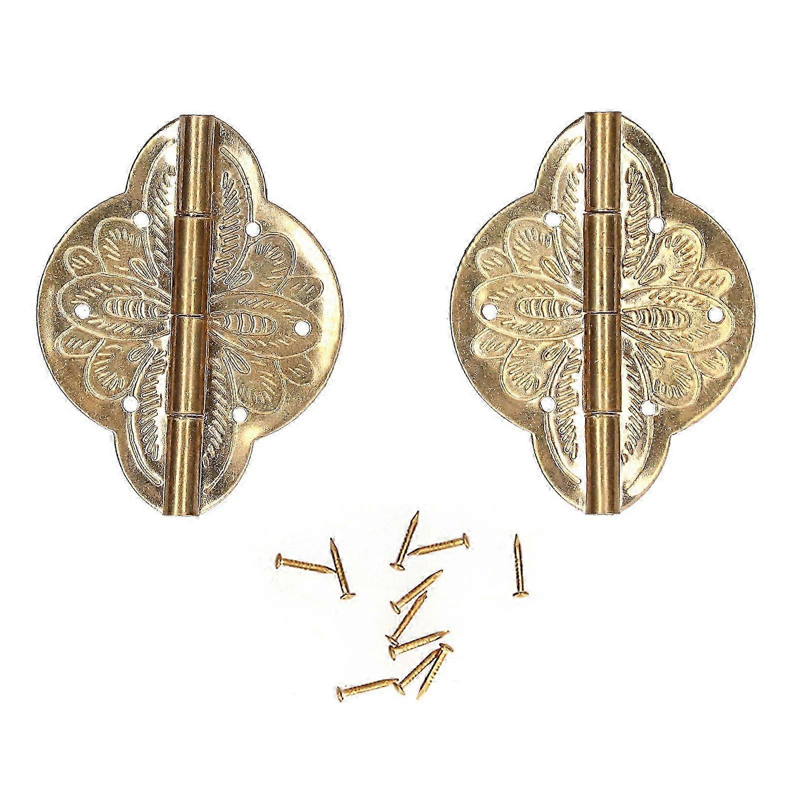 2Set Antique Hinge Small Brass Hinge for Drawer Door Cabinet Wardrobes Foldable Table Home