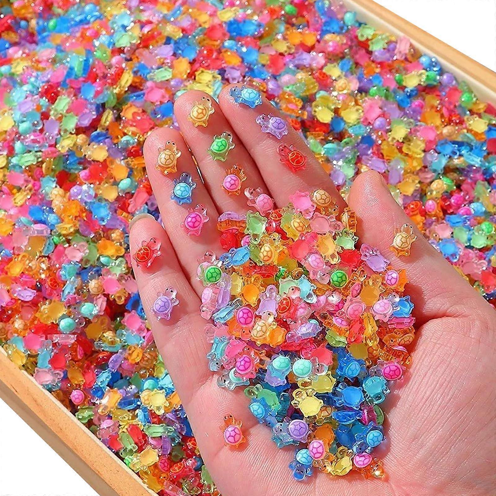 Luminous Mini Resin Turtles 200 Pcs Glow In The Dark Plastic Turtle Figures For DIY Crafts Garden Decor Storage Box