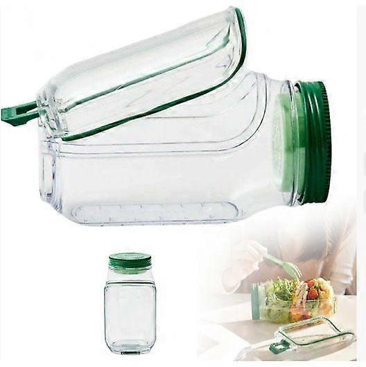 Salad Jar Large Capacity with Side Opening, Portable Meal Prep Container with Spoon for Lunch, Travel, Office