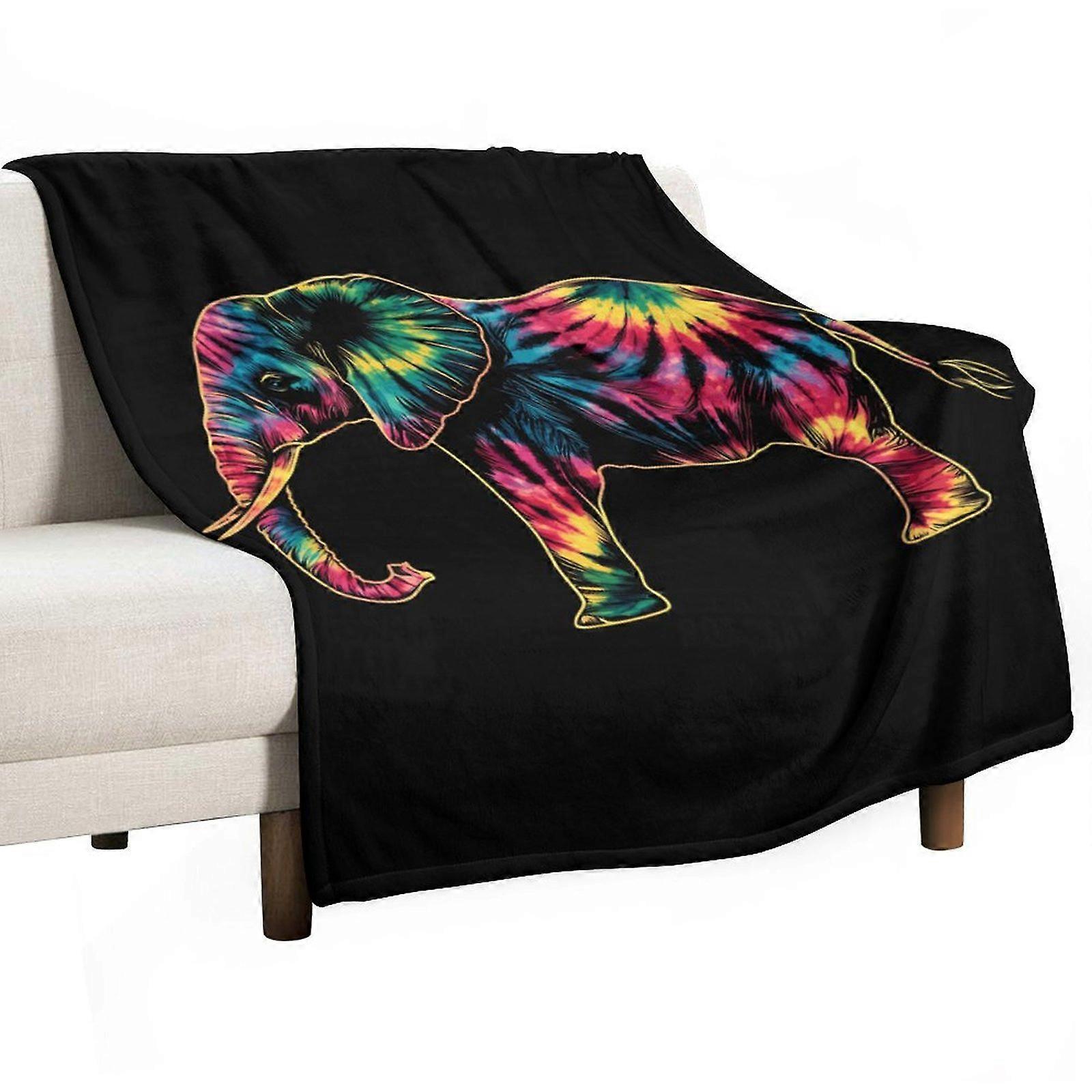 Tie-dye Elephant Super Soft Blanket Christmas Throw Blanket Flannel Microfiber Blankets for Couch Bed Sofa Fluffy and Warm 40"x50"