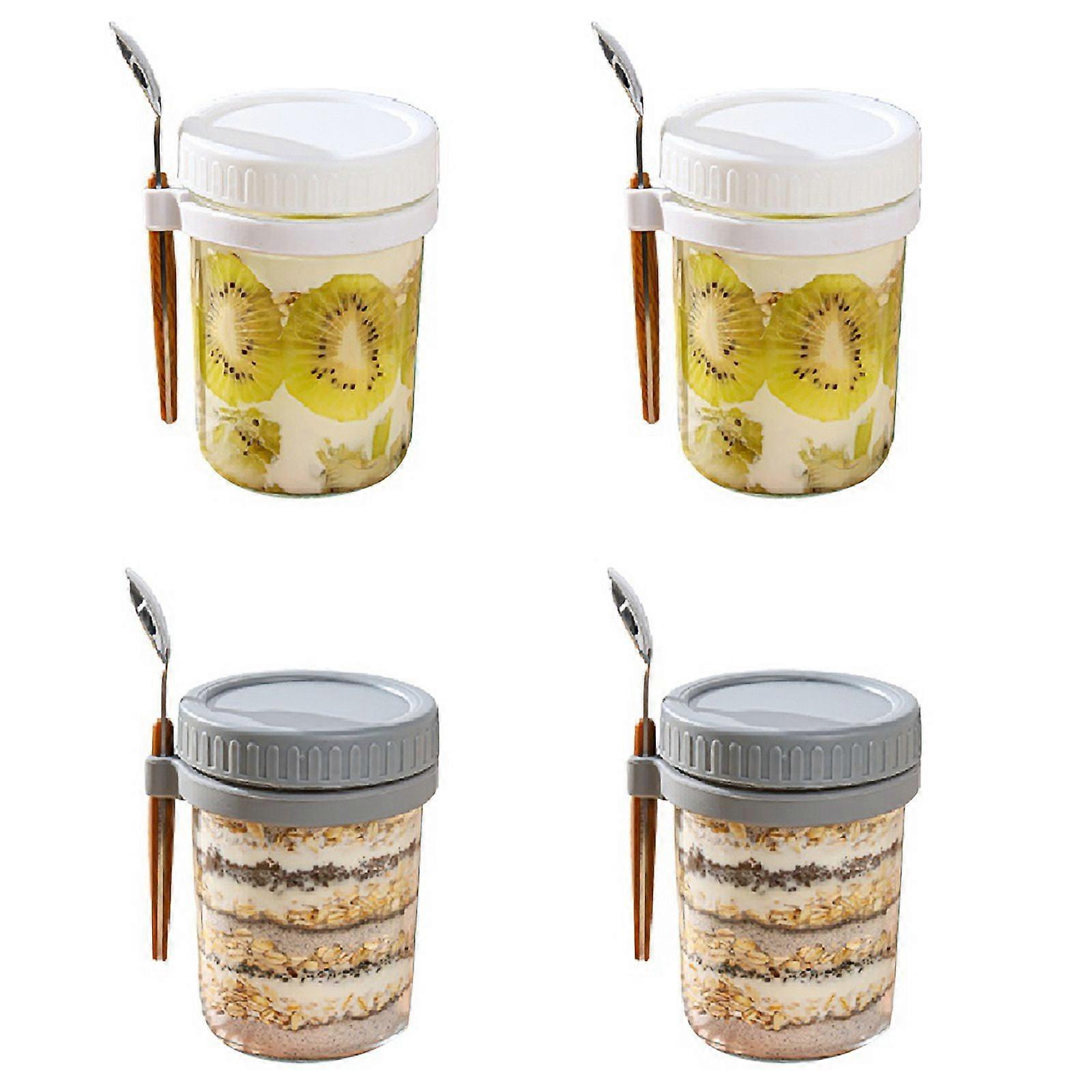 Overnight Oats Containers with Lids&Spoons -for Milk, Cereal, Fruit