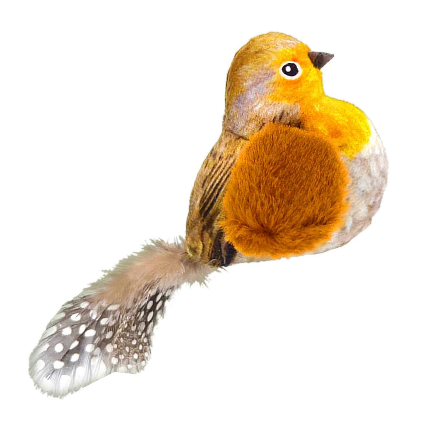 Interactive Cat Toy for Indoor Cute Cat Birds Shape Toy with Realistic Bird Sounds Plush Cat Birds Shape Toy for Indoor  orange 