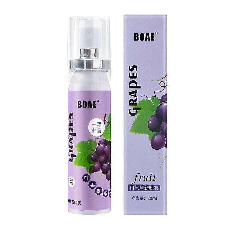 Osvěžovač dechu v ústním spreji 20ml s dlouhotrvající vůní, svěží dech, ovocný osvěžovač úst, ústní sprej BOAE s příchutí hroznů