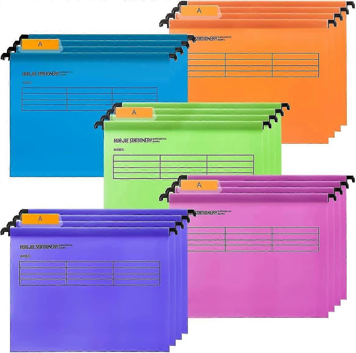 12 Pack A4 Polypropylene Hanging File Folders With Tabs And Card Inserts For Office, Home Organization (mixed Colors)
