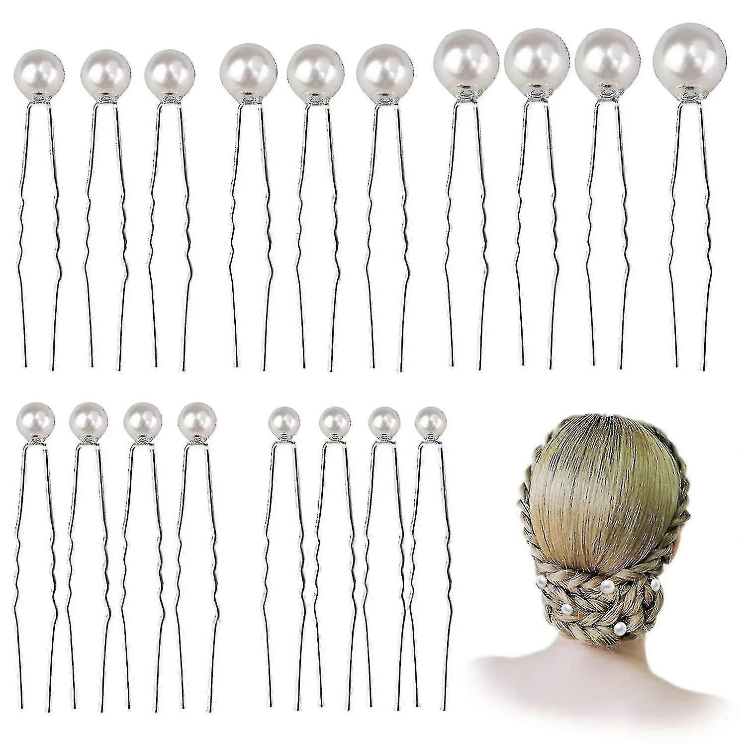 Lot de 18 épingles à cheveux en perles, épingles à cheveux de mariage en strass, pinces en forme de U