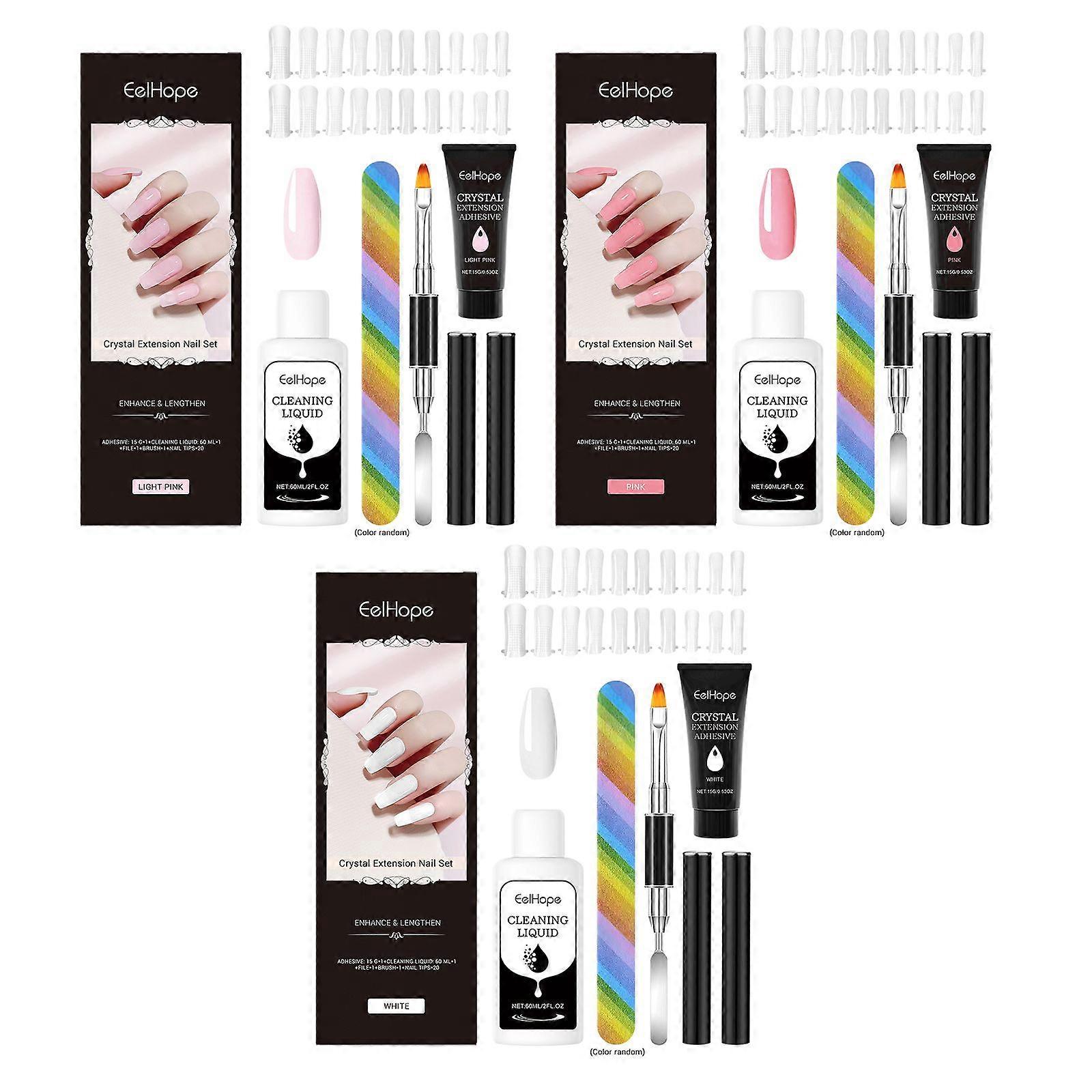 Eelhope Crystal Extension Nail Set Nail Glue Simple Style Natural Three-Dimensional Modeling Nail Tool Set