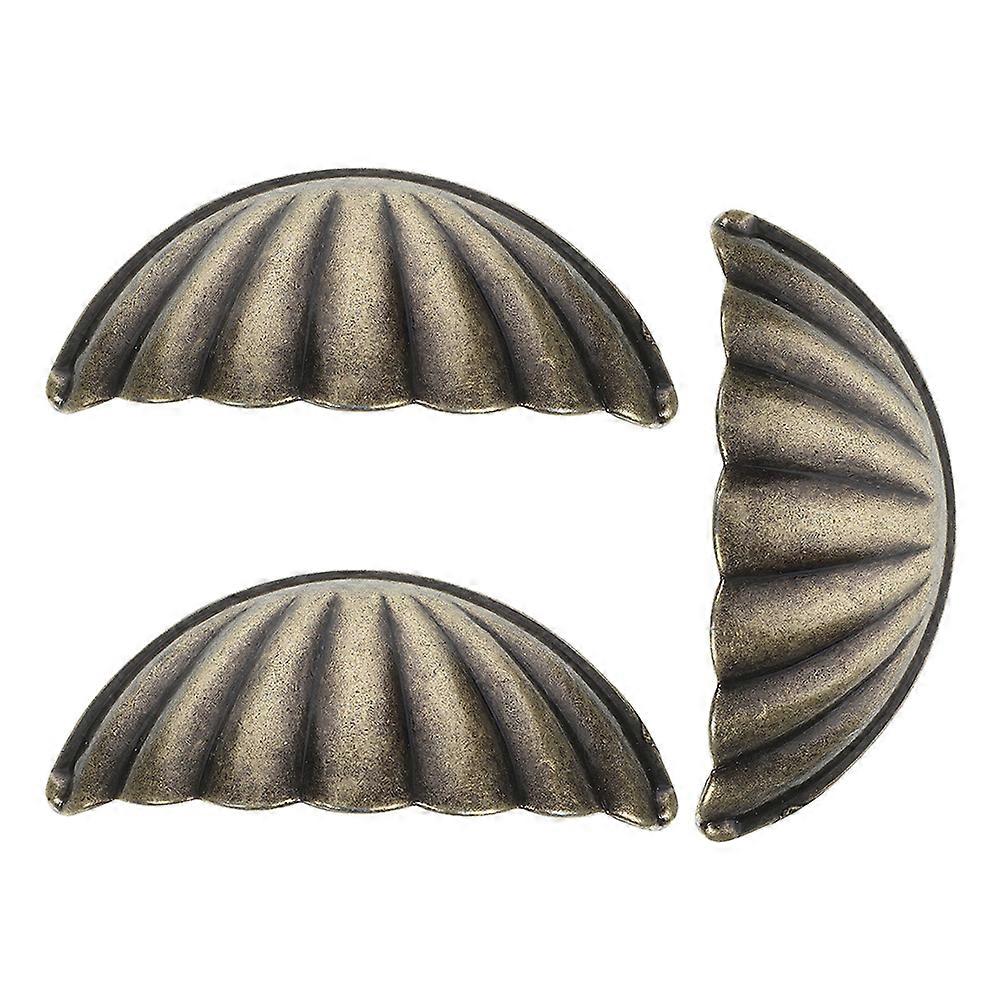 Vintage Zinc Alloy Shell Pattern Drawer Pulls for Cabinet Decor 3Pcs