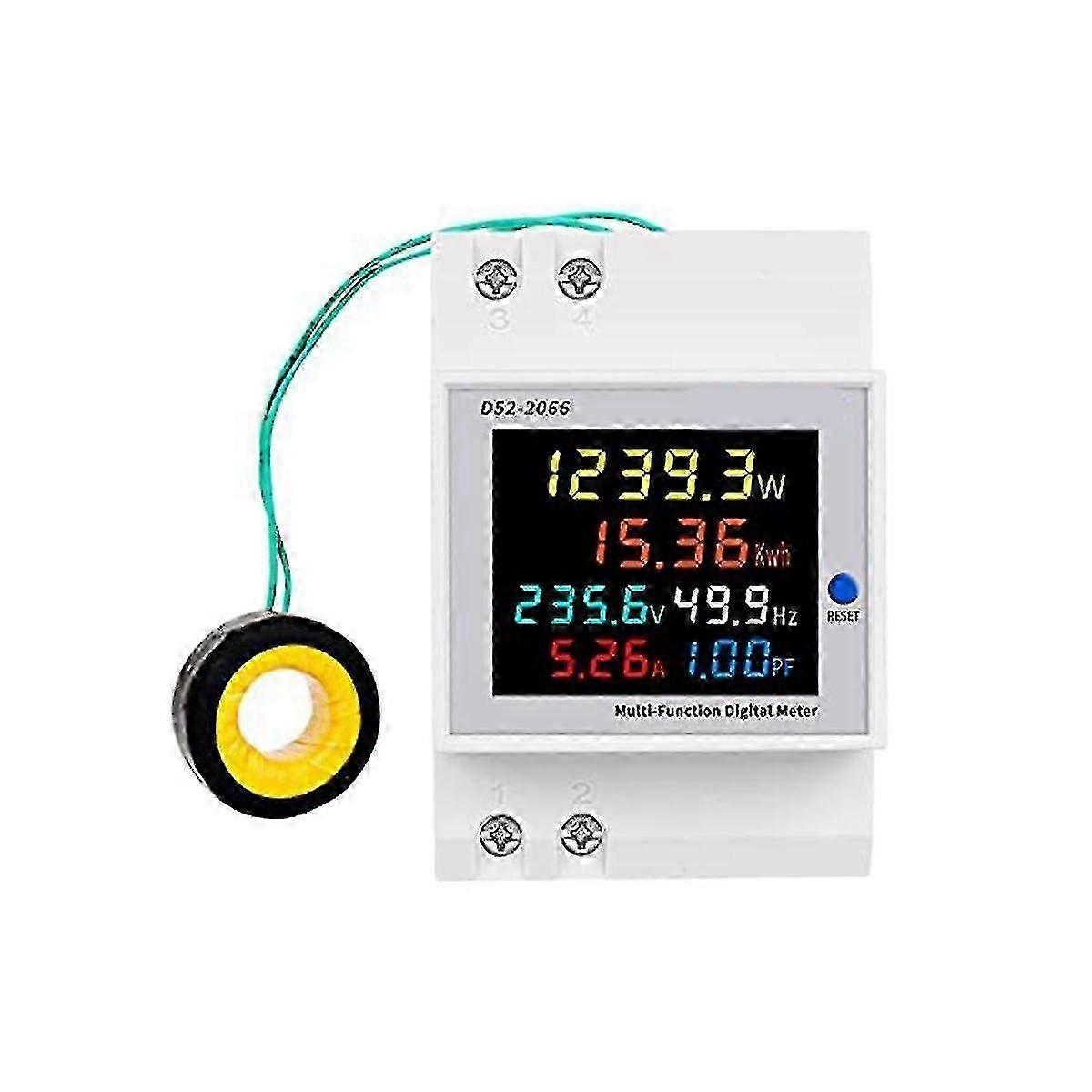 Digital Single Phase Ac 40-300v 100a Din Rail 6 In 1 Voltmeter Ammeter Watt Kwh Frequency Meter 110