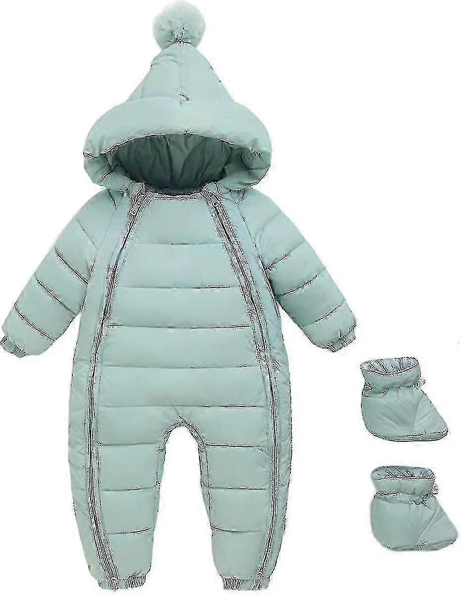 婴儿新生儿厚连帽冬季防雪服连身衣男孩女孩雪衣配靴子