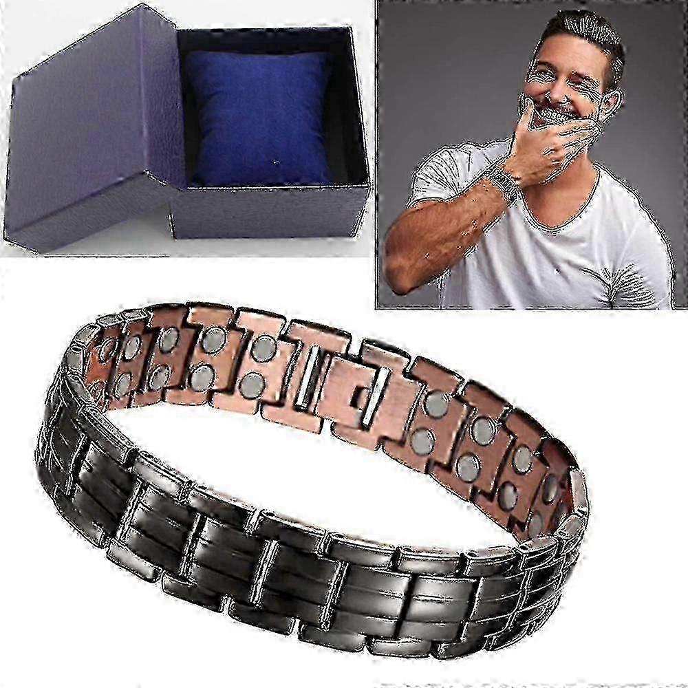 関節炎の痛みの緩和のためのメンズ銅磁気ブレスレット2列の強力な磁石CRGを備えたエレガントな固体銅ブレスレット