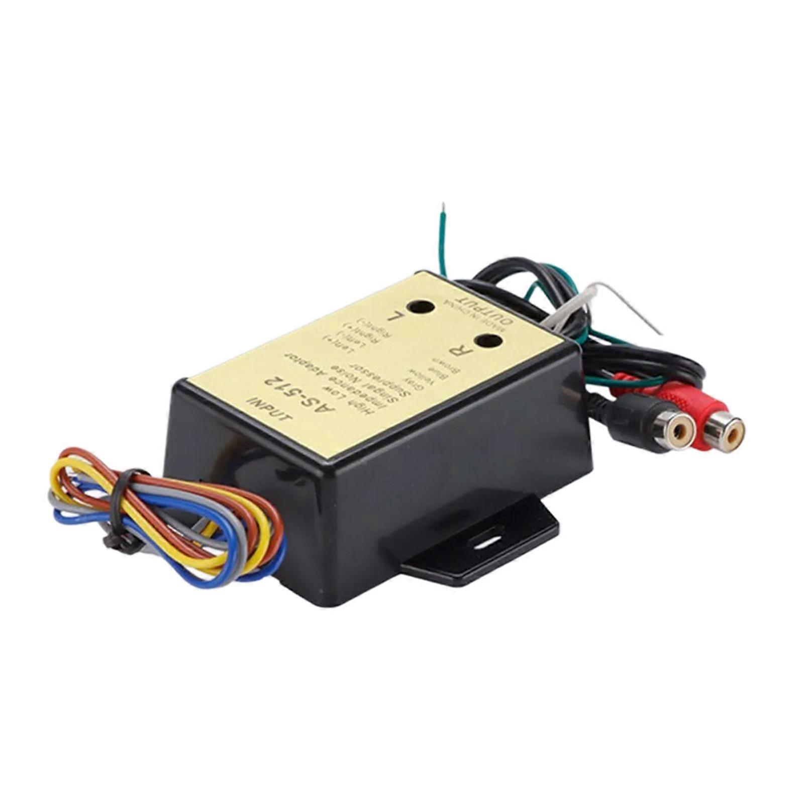 Speaker Level Converter Audios Speaker Level Output Converter High Low Impedance Adapter for Vehicle Equalizer 2 Channel Multicolor